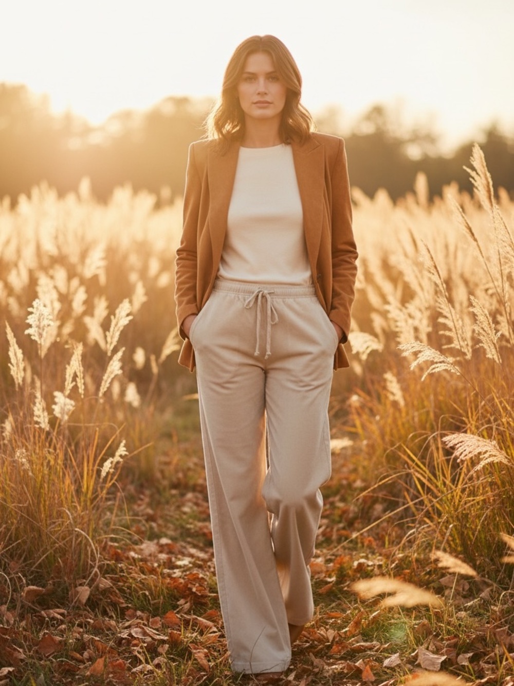SUBDUED white 100% cotton fine-welt corduroy wide-leg pants made in Italy